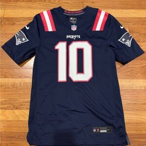 Nike Navy Patriots #10 Drake Maye Football Jersey with White & Red Accents